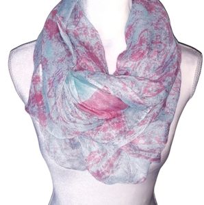 Blue and Coral Cotton Candy Like Scarf